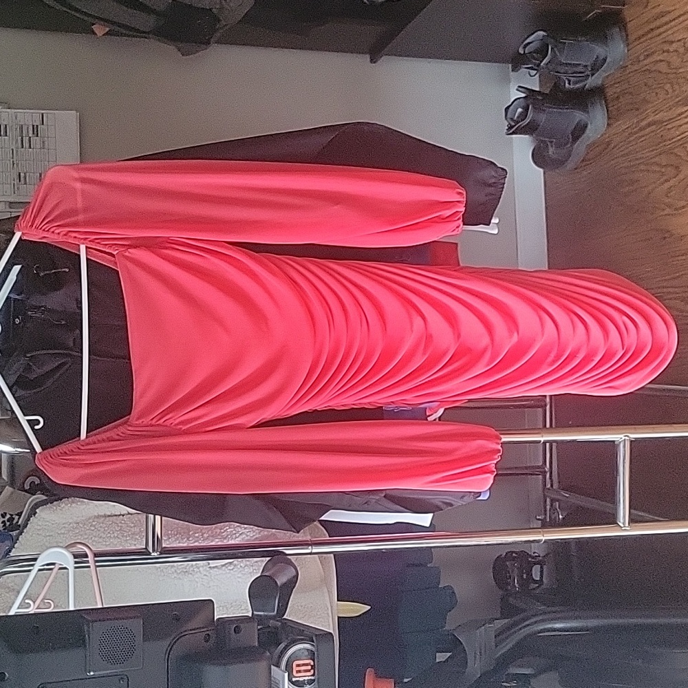 Watermelon pink tight with flowy sleeved homecoming dress